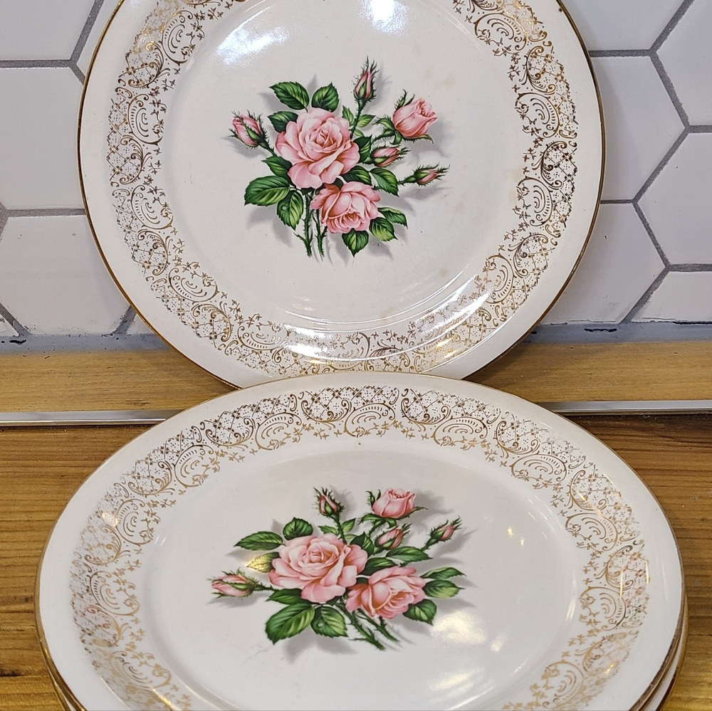 Tudor Rose 6" 4 Antique Dinner Plates